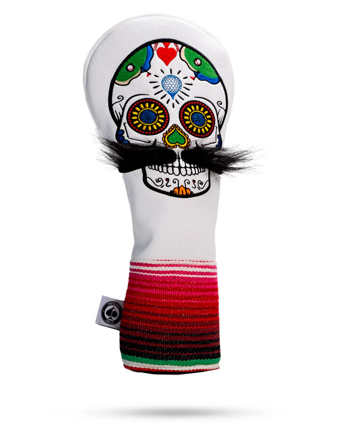 MUSTACHE SUGAR SKULL - Fairway Cover White